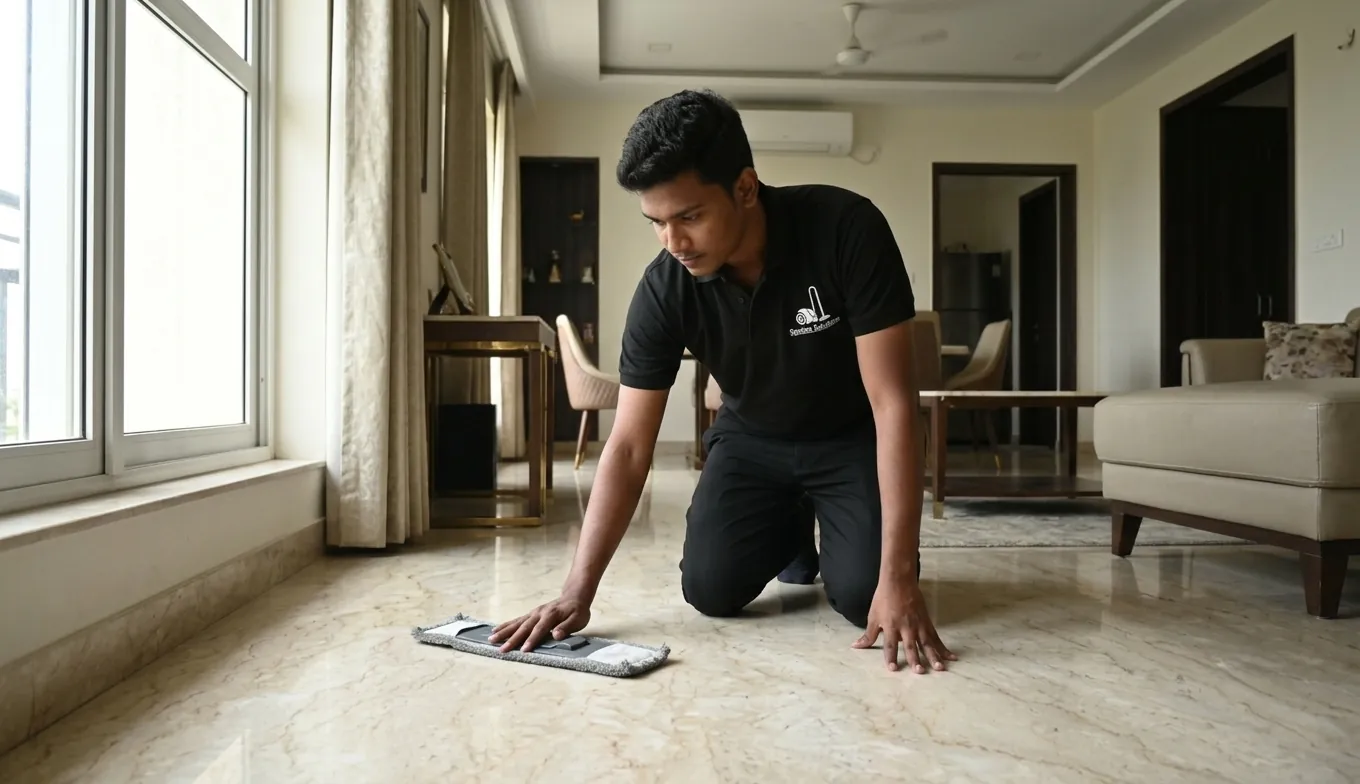 Safe professional cleaning of marble flooring in Hyderabad home Safe professional cleaning of marble flooring in Hyderabad home